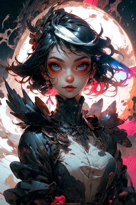 close-up shot, woman, gothic make-up, detailed skin, light freckles, shallow depth of field, OverallDetail
<lora:more_details:0.4>
 <lora:Cosmic anime-oil fusion v2:0.45> 
<lora:AnimeVibesV3:0.3> animevibes, 
<lora:3DMM_V11:0.5> 3DMM 
<lora:midjourney_20230624181825:0.7> midjourney ,
 <lora:LAS:0.5> cloud,colorful,
<lora:msw_locon-t2:0.6>
 <lora:wuxia2:0.6> gu,
 <lora:CyberpunkStyleV1:0.2> PunkAI ,
<lora:CatgirlMaidV1.0-000003:0.35> CatgirlMaid, shiny, shiny hair, shiny skin, shiny clothes