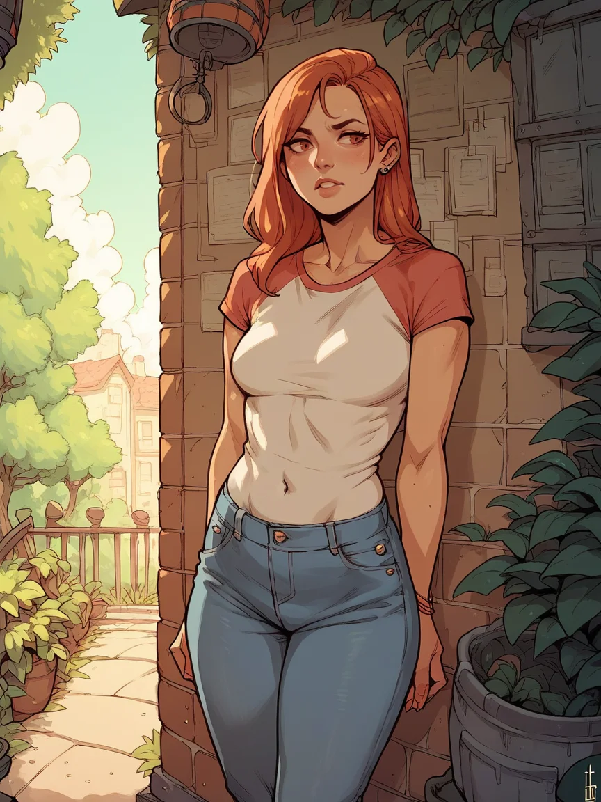 score_9, score_8_up, score_7_up, score_6_up, score_5_up, <lora:1g0rXLP:0.8> 1g0r, 1girl, jeans, t-shirt,