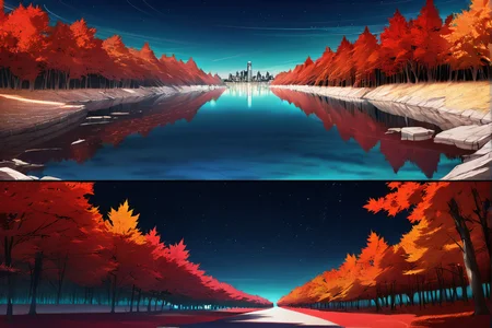 professional 3d model (Masterpiece:1.1),(best quality:1.1),score_9,score_8_up,score_7_up,score_6_up,((highly detailed background:1.2)), <lora:add-detail-xl:3>, BREAK,
<lora:hitoimimXLlokr4f:1>,(NO HUMANS), BACKGROUND ONLY.<lora:Realistic_2.5DAnime_Merge1:0.8>
HDR,
Tyndall effect,metallic luster,
(paper figure),back
(autumn maple forest:1.3),(very few fallen leaves,path),
abstract_background,city_lights,
altostratus_radiatus,
gradient_sky,
ocean,lake,
river,starry sky,
stars,
fireworks,
cityscape,
profile,
multiple_views,
contour_deepening,chromatic_aberration,
riverbed . octane render, highly detailed, volumetric, dramatic lighting