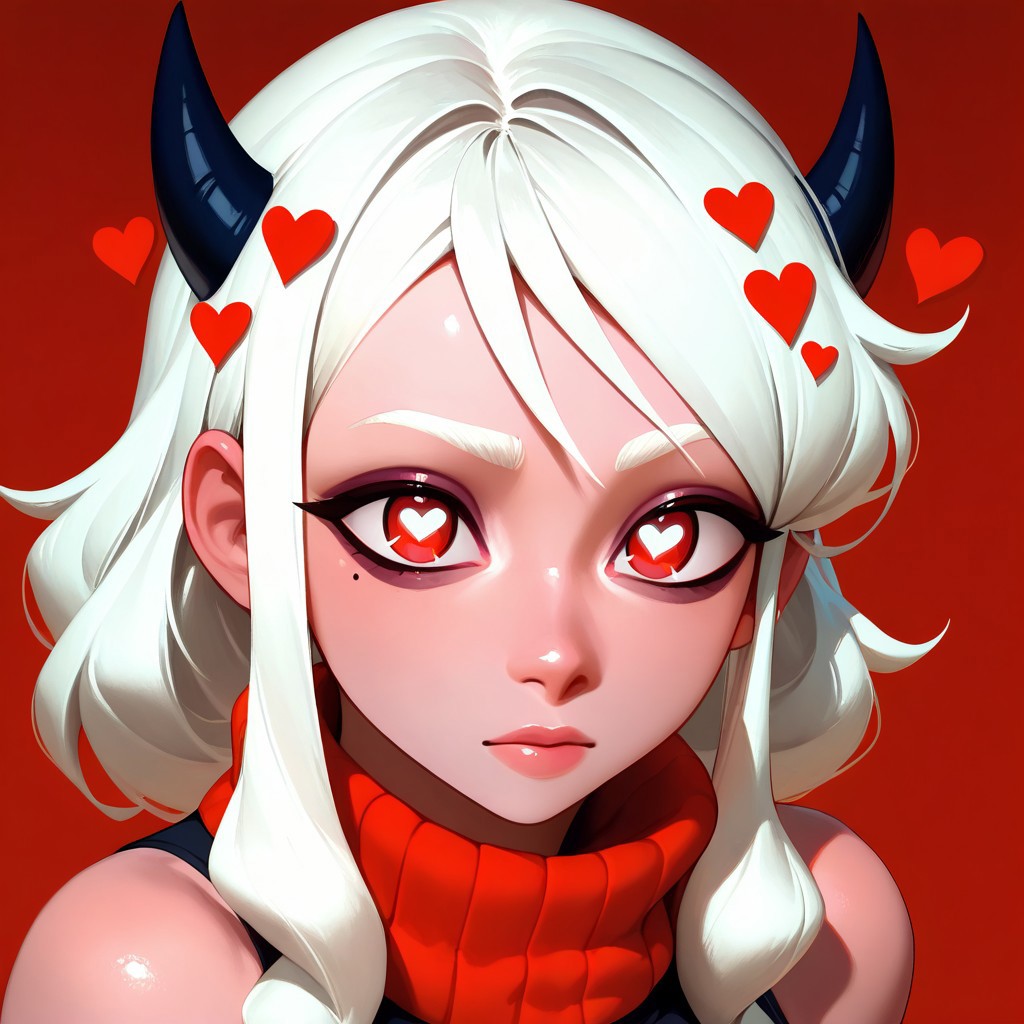 masterpiece, best quality, newest, absurdres, highres, ArcaneEyes-IL, 1girl, modeus_(helltaker), white hair,