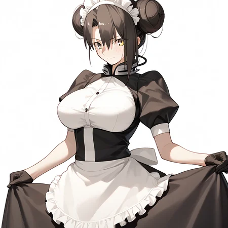 <lora:Takeuchi_Takashi_PonyXL_style_v01:1>
<lora:agent.pony:1>
score_9 , score_8_up , score_7_up , source_anime , 
masterpiece , best quality , ultra-detailed , 
BREAK
agent \(girls' frontline\), maid
1girl , woman , huge breasts , light smile , light blush , ((jeanne d'arc (fate)):0.5)  , 
long black hair  , maid dress ,  
cowboy shot