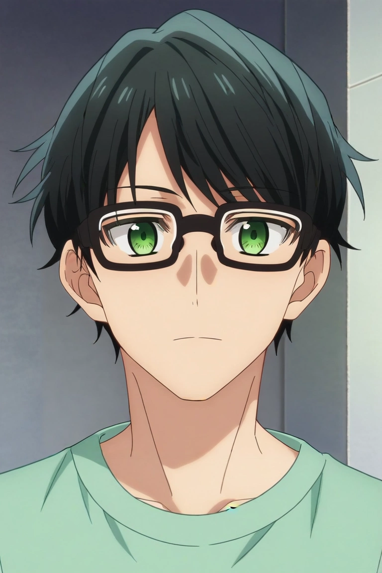 score_9, score_8_up, score_7_up, source_anime, rating_safe, intricate details, anime screencap, , , looking at viewer, , 1boy, solo, male focus, <lora:tasuku_kuresawa_pony:0.9>, tasuku_kuresawa, black hair, green eyes, short hair, glasses, , , <lora:sdxl_lightning_8step_lora:1>