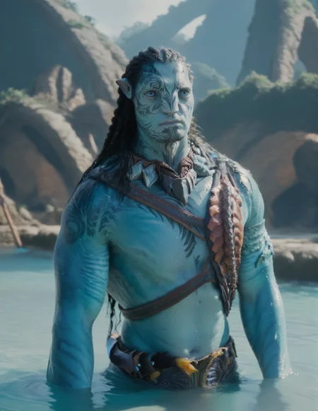 <lora:Tonowari:1> tonowari, solo, 1boy, blue skin, blue eyes, wet hair, closed mouth, hyper detailed, ultra sharp focus, score_9, score_8_up, score_7_up, score_6_up