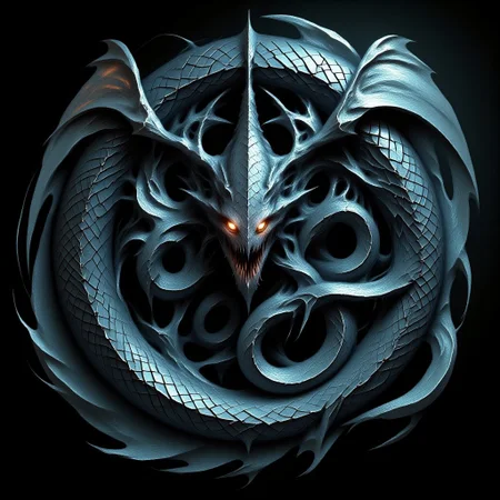 a flying snake, a creature born of dark legends and ancient nightmares. Its elongated body, covered in scales that glisten like polished obsidian, moves with a fluid grace, reflecting faint, eerie glimmers of light that give it an almost ethereal glow.
The snake's wings, leathery and vast, stretch out in stark contrast to its slender, serpentine form. These powerful appendages beat with a whispering, deathly rhythm, propelling the creature effortlessly through the air. Each wing stroke sends a shiver of dread through the forest, as though the very wind fears this beast.
Its eyes are twin orbs of molten gold, burning with an intense, malevolent light. They survey the surroundings with a predatory intelligence, calculating and cold, seeking out the next victim with merciless precision. When it spots its prey, the snake coils in mid-air, a display of impossible agility, before diving with terrifying speed.
As it descends, the creature’s mouth opens wide, revealing long, needle-like fangs that glisten with venom