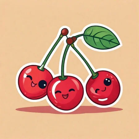 a couple of cute cherries, flat color