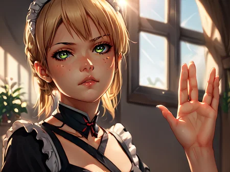 score_9, score_8_up, score_7_up, score_6_up, score_5_up, score_4_up, BREAK source_anime,
LiveLongandProsper,pose2,1girl, clothed, saber alter, indoors, potted plant, window, sunlight, by kasumi \(skchkko\), looking at viewer, serious, dutch angle, maid uniform, braid,
<lora:LiveLongandProsper-000009:1>