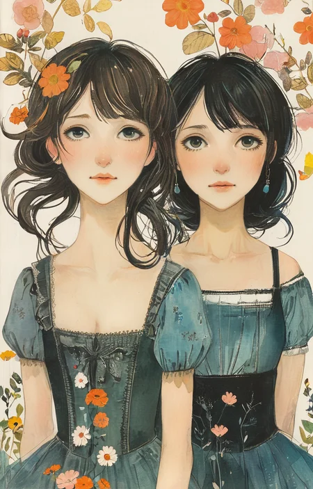 masterpiece,best quality,<lora:tbh143-sdxl:0.8>,idolmaster cinderella girls,illustration,style of Alice Provensen,