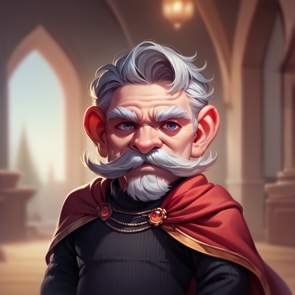 (((detailed, beautiful, high quality))), score_9, score_8_up, score_7_up, upper body, 
Gnome, short stature, shortstack, big eyes, big ears,
1 male, grandfather, gray hair, mustache, black sweater, red cape,
looking at the viewer, posing, 
blurred background, fantasy background, rustic background,