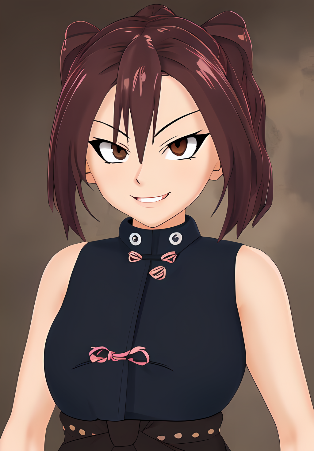 <lora:kunoichi_tomoe:0.8>, kunoichi_tomoe, 1girl, solo, ninja, portrait, smirk, (seductive, alluring, charming:1.3), (highly detailed, high quality:1.3)