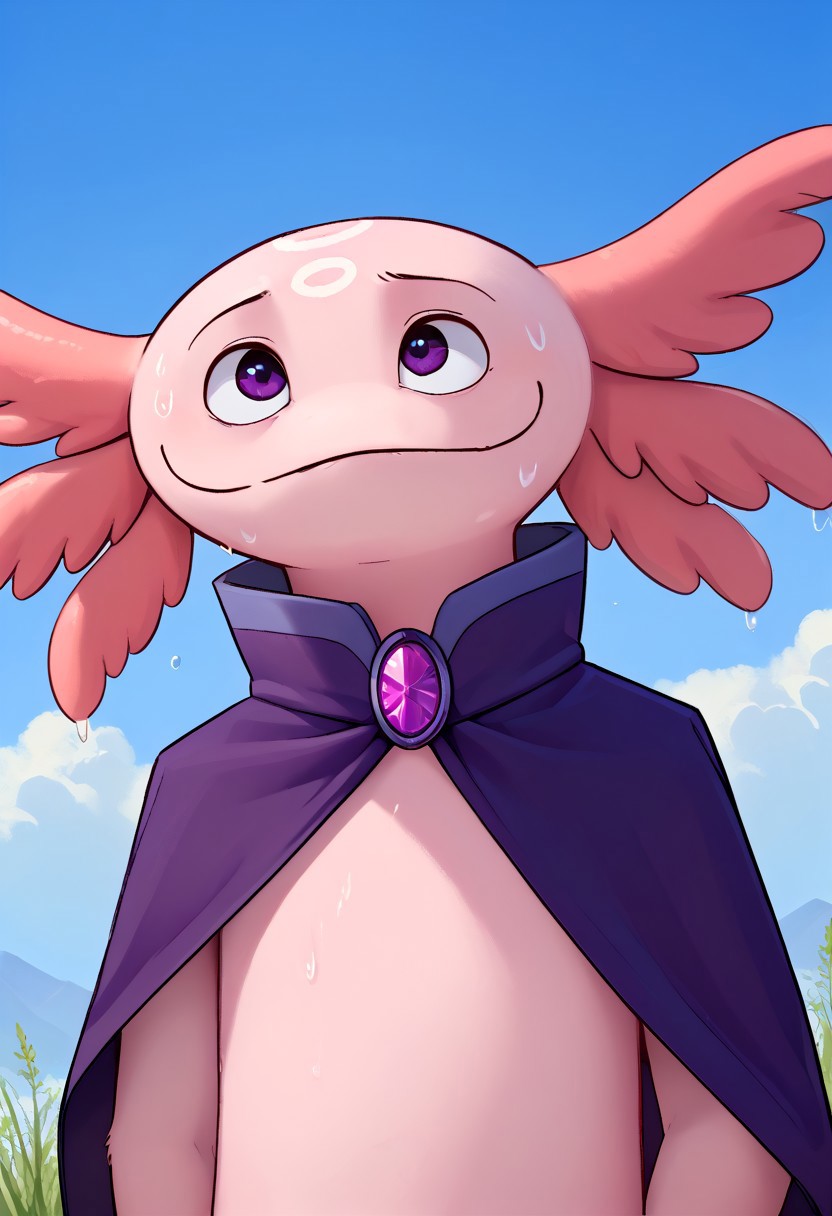score_9, score_8_up, score_7_up, (by shinodage), outdoor, sexy, sweat, dutch angle, looking aside, high quality, hires, solo, anthro, detailed background, detailed eyes, emotional, easynegative, Split Lighting style, upper body
aristotle, axolotl, pink body, plantigrade, tail, gills, solo, purple cloak, purple eyes, purple gem