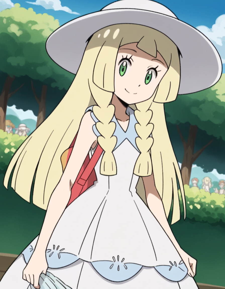 score_9, score_8_up, score_7_up, source_anime, <lora:pokemon-lilie-anime-ponyxl-lora-nochekaiser:1>, lillie \(pokemon\), blonde hair, blunt bangs, green eyes, long hair,, braid, collared dress, dress, hat, sleeveless, sleeveless dress, sun hat, sundress, twin braids, white dress, white headwear,, bookstore, browsing shelves, new book smell, finding a favorite, quiet atmosphere, smile, looking at viewer, solo,, cowboy shot, dutch angle