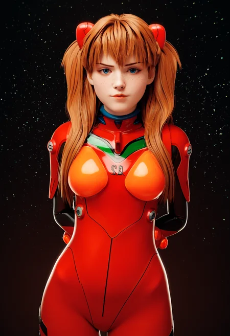 score_9, score_8_up, score_7_up, uncensored BREAK
blender,3D BREAK
1girl, shirogane, souryuu asuka langley, brown hair, twintails, bangs, freckles, long hair, blue eyes,
red plugsuit, plugsuit, red bodysuit, skin tight,
hands behind back, looking at viewer,
dark background, simple background, particles, bokeh,
black background,starry background,galaxy background,dark,contrast
<lora:Randommaxx_dark_offset_v1.1_lora_fp16:1>
<lora:fugtrup-guy-PONYv101:1>  <lora:ShiroganeXL:1>