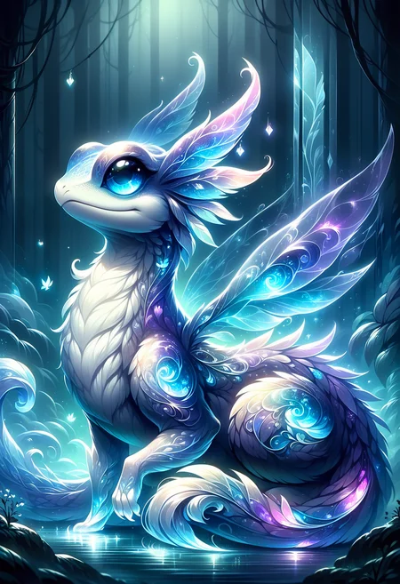 <lora:PonySpiritAnimals:1> Spirit animal, score_9, score_8_up, score_7_up, score_6_up, score_5_up, score_4_up, hyper detailed, fantasy landscape, dreamlike, fog, vivid colors, fantasy pokemon \(creature\), macro photo, a beautiful translucent glass dragon frog that glows within, glowing lights, beautiful waterfall , made out of multicolored transparent delicate glass, magical sparkles,vibrant whimsical color