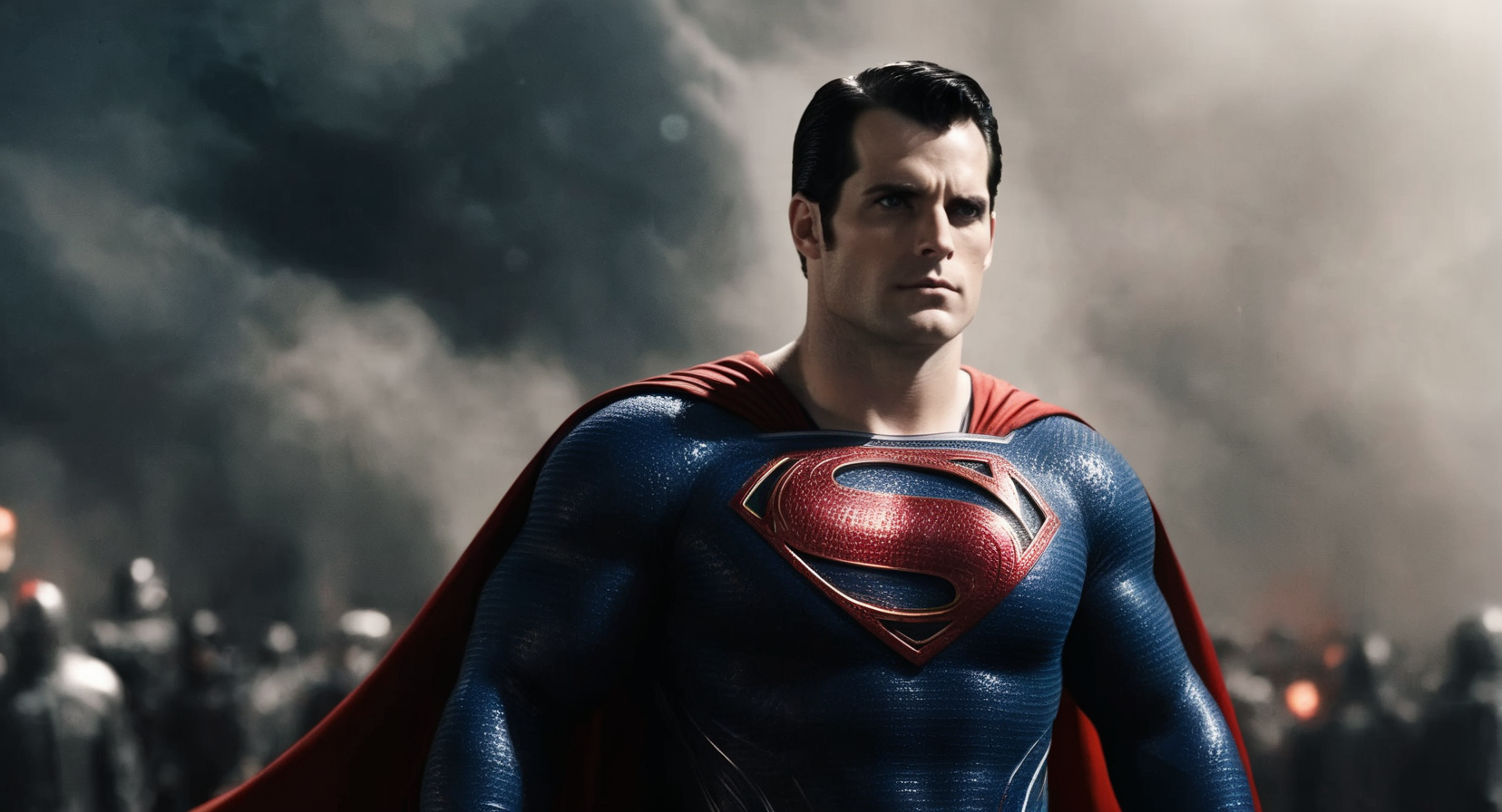 concept art of  Cinematic Film stock footage in (arri alexa style) Kodak film print,  <lora:Superman:1> Superman a man of steel character with red eyes, digital artwork, illustrative, painterly, matte painting, highly detailed