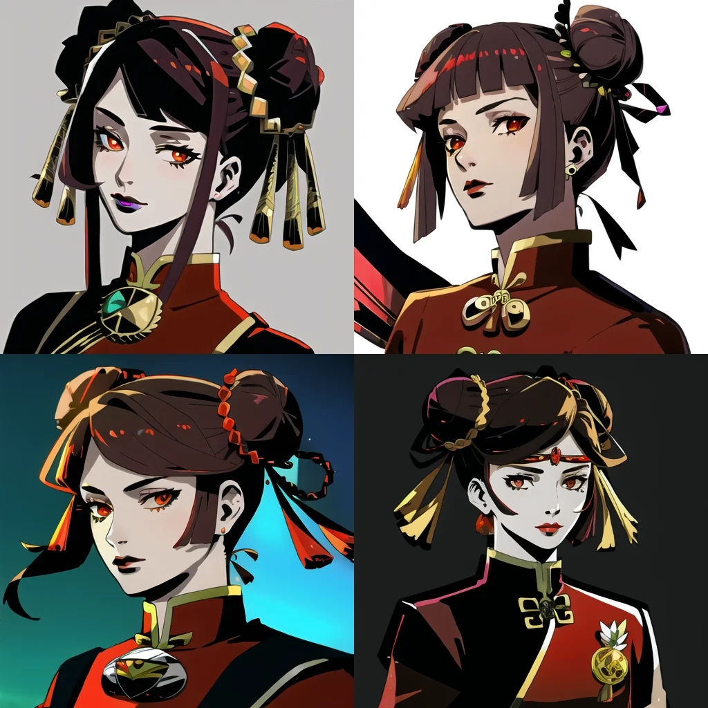 1girl, chun-li, hades-8500, cartoon, brown hair, brown eyes, ((((red dress)))), portrait, closed mouth, looking at viewer, ((chinese dress)), gothic, double bun, (realistic), short hair, solo, soft lighting, shading, comic, (dark outlines:1.2)