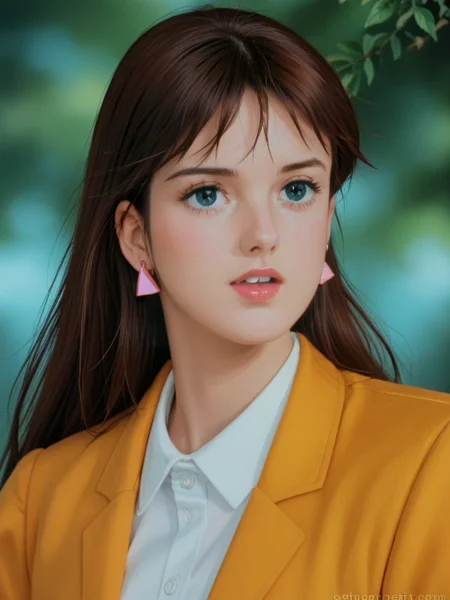 score_9, score_8_up, score_7_up, miakoji, mia, ronin warriors, <lora:Mia_Koji:1>, 1girl, solo, earrings, jewelry, blue eyes, retro artstyle, brown hair, long hair, 1980s (style), open mouth