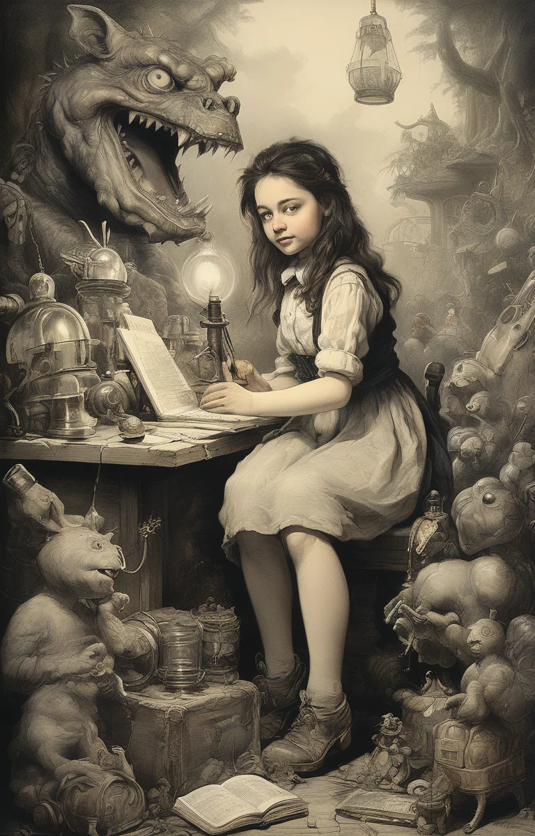 masterpiece,best quality,<lora:tbh274-sdxl:0.9>,illustration,style of Thomas Nast tech genius teenage girl