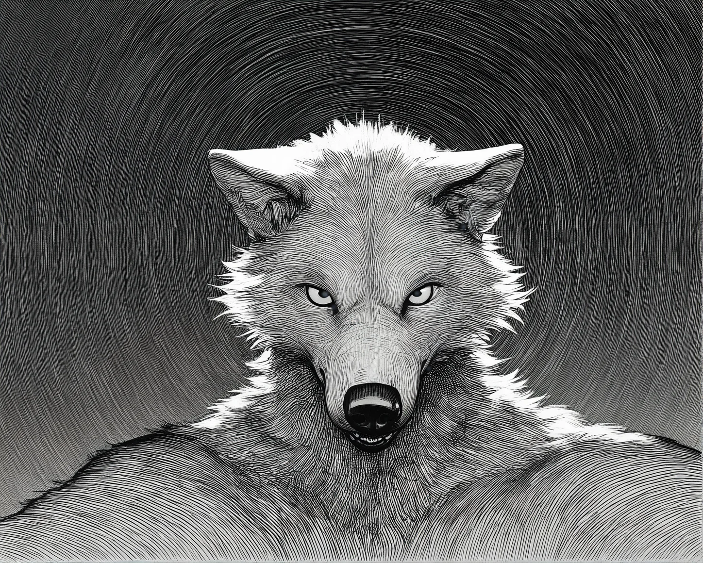 monochrome,greyscale,(graphite \(medium\):0.5),hatching \(texture\),
1boy,male,male focus,anthro,furry male,wolf,solo,
sharp focus,dramatic composition,rule of thirds,golden ratio,outlines,high contrast,chiaroscuro,line art,shading,cross hatching,manga style,
(((masterpiece, best quality, amazing quality, very aesthetic,highres, absurdres))),newest,very awa,highres,
<lora:lookback-noob10-v2-000030:0.9>,