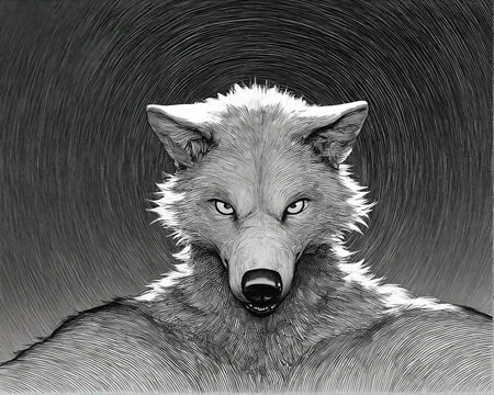 monochrome,greyscale,(graphite \(medium\):0.5),hatching \(texture\),
1boy,male,male focus,anthro,furry male,wolf,solo,
sharp focus,dramatic composition,rule of thirds,golden ratio,outlines,high contrast,chiaroscuro,line art,shading,cross hatching,manga style,
(((masterpiece, best quality, amazing quality, very aesthetic,highres, absurdres))),newest,very awa,highres,
<lora:lookback-noob10-v2-000030:0.9>,