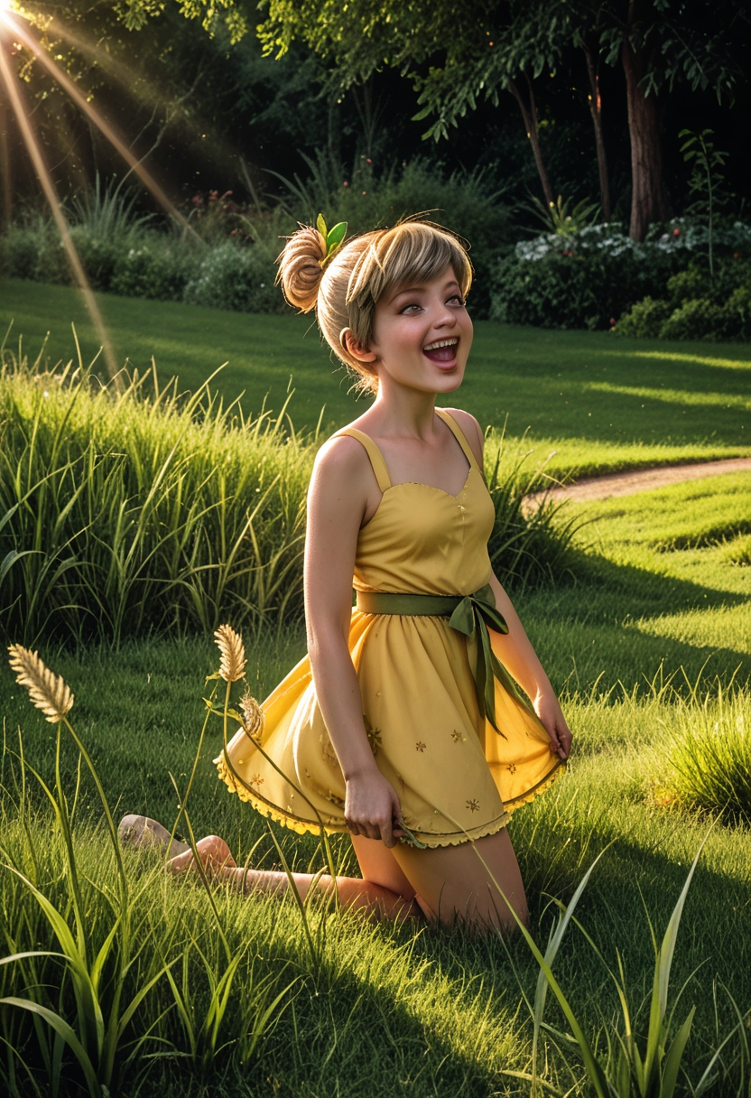masterpiece, best quality, amazing quality, very aesthetic, absurdres, very awa, (22 year old woman, solo, Tinker Bell) outdoors,GRASS,SUNLIGHT,RIM lighting,, <lora:Liking_Masturbation-000014:1.0> rating_safe<lora:Braces_Only:1> close-up br4c3f4c3, open mouth from side,looking aroused,