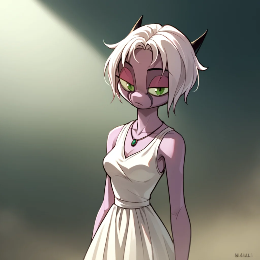 score_9,score_8_up,score_7_up,
namah-calah-v2, solo, 1girl, dress,short hair,horns
 <lora:namah_calah_v2_edit:0.8>,