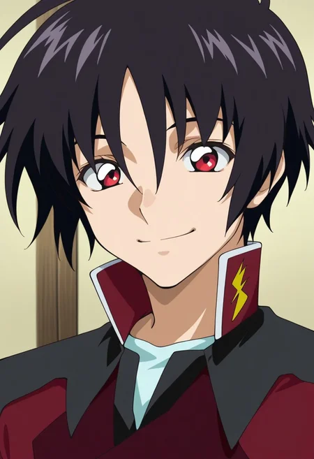 masterpiece,best quality,amazing quality, source_anime,
ShinnAsuka, 1boy, male focus, solo, red eyes, black hair, uniform, military, military uniform, jacket, red jacket, smile, happy, portrait,
