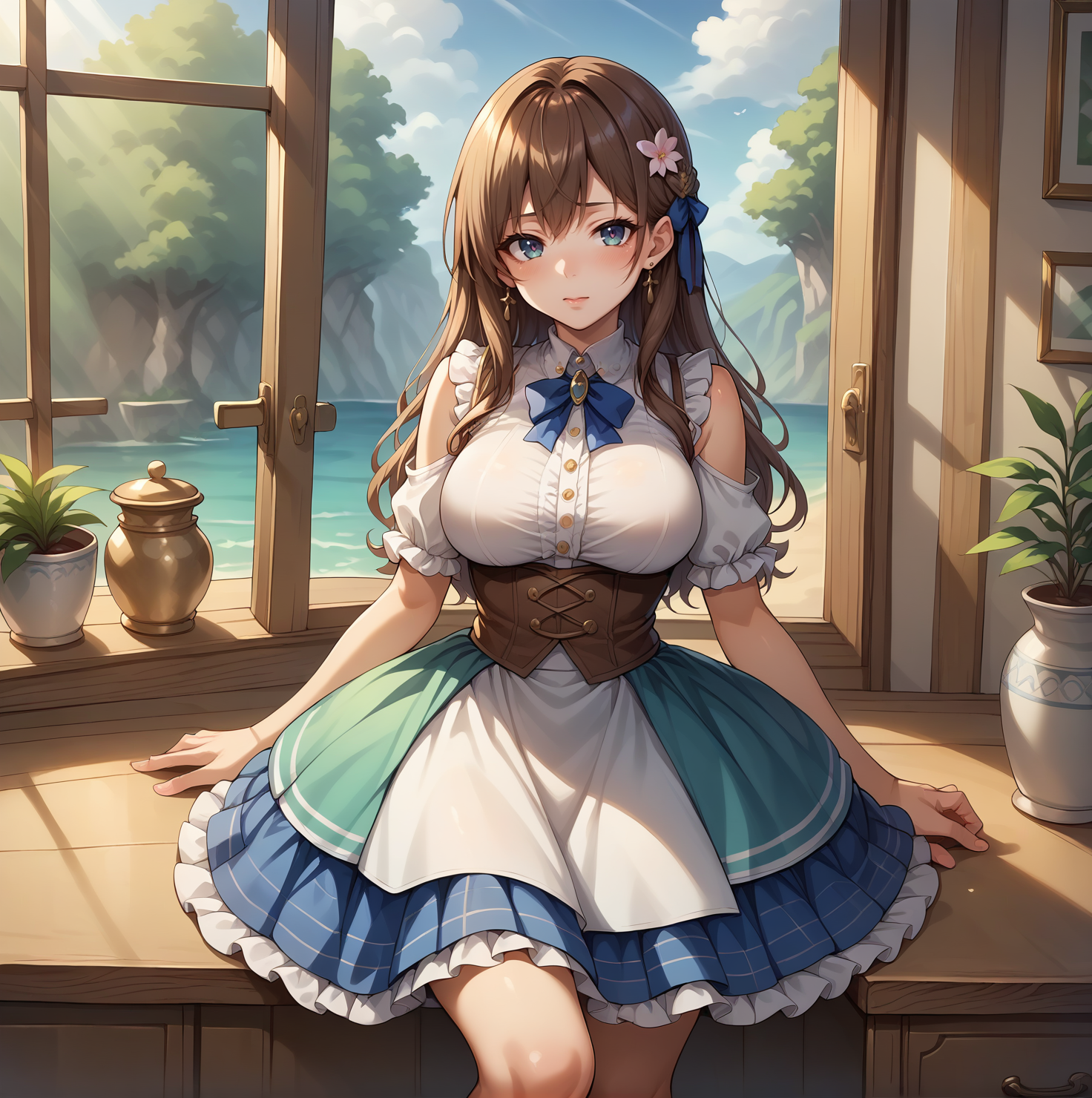 score_9, score_8_up, score_7_up, source_anime, (detailed background),  intricate detail, BREAK,  rating_questionable, uncensored, <lora:Pony_DetailV2.0:1.5>,bell skirt, <lora:bell_skirt-PD-1.0:1>, frills, layered skirt, lace,
