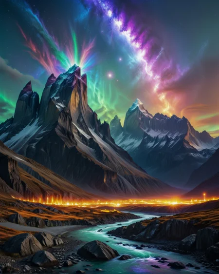 dark fantasy Chilean Torres del Paine where granite spires hold up Southern Cross,Pre-dawn: Diamond dust clouds refracting first light into prismatic halos,
random army in landcscape,
<lora:ral-dark-fantasy-il:0.8>,eldritch horror,
<lora:extremely_detailed:4> extremely detailed,
<lora:add-detail-xl:1.1>,
detailxl