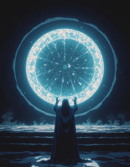 A male mage with a long beard stands before a massive, glowing portal in the center of a dark, underground chamber. The portalâs surface ripples like water, and strange, otherworldly symbols float around its edges. He raises his hands, preparing to step through and into the unknown.,
<lora:NeonFantasyFLUX:0.8> ne0nfant4sy,