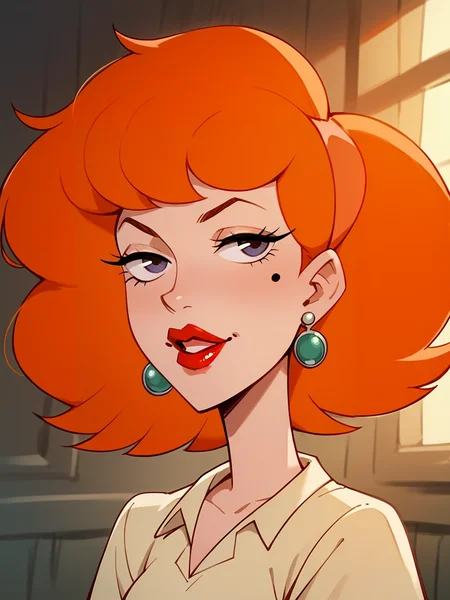 score_9, score_8_up, score_7_up, score_6_up, score_5_up, <lora:EgirlPFP-XLP:1> egirlpfp,   <lora:lindaFFXLP:1> lindaff, 1girl, solo, lipstick, orange hair, earrings