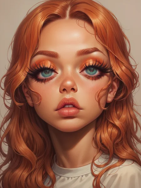 score_9, score_8_up, score_7_up, score_6_up, <lora:l4rg33y3sXLP:0.9> l4rg33y3s, 1girl, portrait, looking at viewer, eyelashes, ginger hair, long hair, makeup,