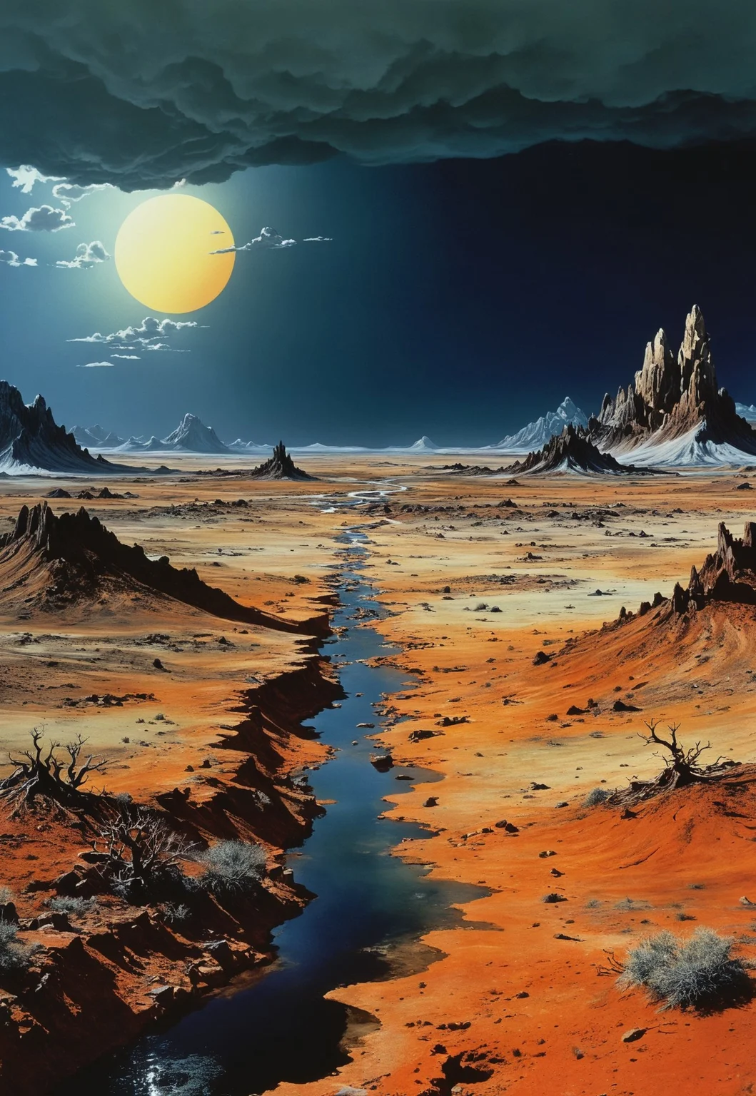 highly detailed and hyper realistic.
a panoramic wide angle shot of a complex, beautiful, otherworldly, epic landscape, translucent, melancholic, twisted, flawless, poetic, by Karel Thole, John Harris, Lee Friedlander, Ralph Steadman.
highly dramatic lighting, finest details, maximized details, ultimate detail level, masterpiece, best quality.