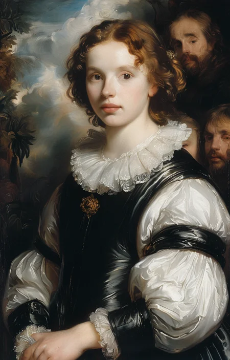 masterpiece,best quality,<lora:tbh218-sdxl:0.9>,illustration,style of Anthony van Dyck tech genius teenage girl