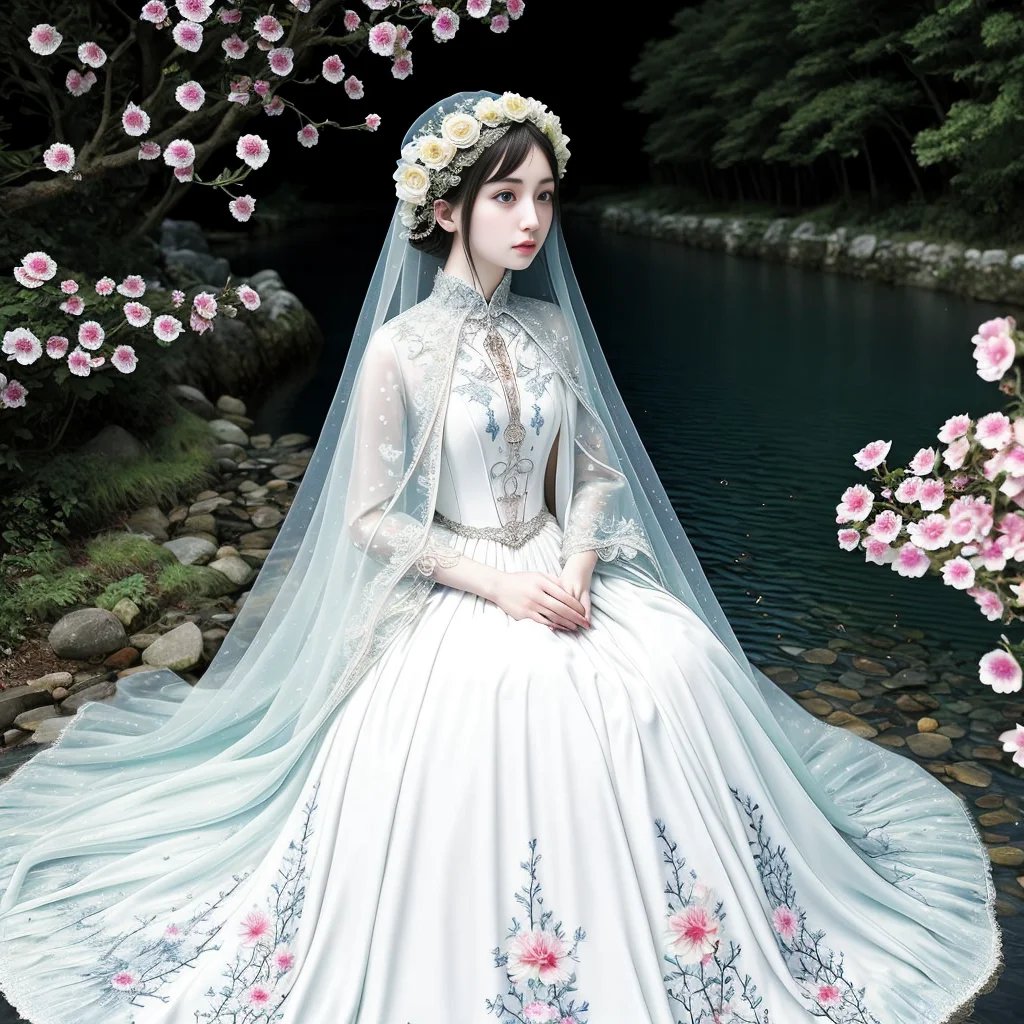 original, (masterpiece), (illustration), (extremely fine and beautiful), (perfect details), (beautiful and clear background:1.25), (depth of field:0.7), (stands aside the river:1.15). (cute:1.3), (detailed beautiful eyes:1.3), (beautiful face:1.3), silver hair, silver ear, (pink hair:0.7), (pink ear:0.7), long hair, (hair blowing with the wind:1.1), (blue eye:1.1), (female internet celebrity:1.2), butterflys flying around, (moon light:0.6), tree, (summer), (night:1.2), (close-up:0.35), (gloves:0.8), solo,full body,hjy<lora:hjy-10:0.7>