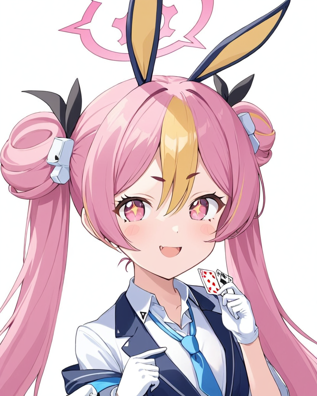 koyuki \(blue archive\),1girl, solo, +_+, white_gloves, smile, dice, halo, necktie, looking_at_viewer, playboy_bunny, white_background, small_breasts, double_bun, upper_body, fang_out, twintails, simple_background, card, blush
<lora:koyuki_(blue_archive)_image708_2023-11-28-000012:1>halo. gorgeous,key visual, vibrant, studio anime,award-winning, professional, highly detailed,high budget, cinemascope