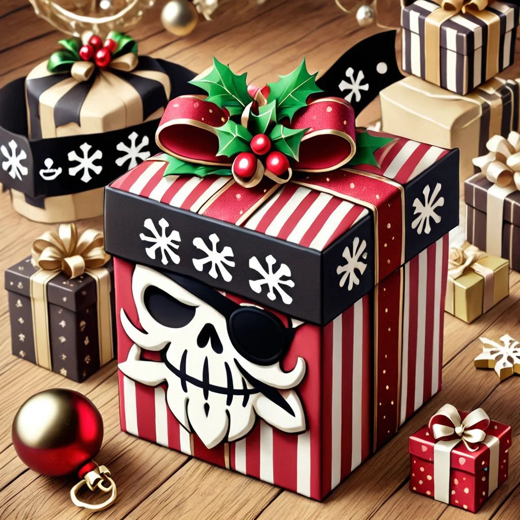 hol1d@yb0x pirate <lora:HolidayBox:1> , festive, jolly, best quality, gift box, eye patch, 1boyâââ