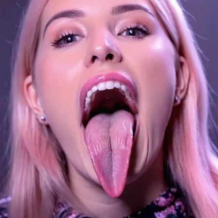 Frontlit, (Long Tongue out),mouth wide open,(uvula), HD portrait photo, Mouth closed, Front view, a stunning woman sticking her long pink tongue out, <lora:concept_tongue_out_xl_1_standard_merger_57_80_04_06:0.6>