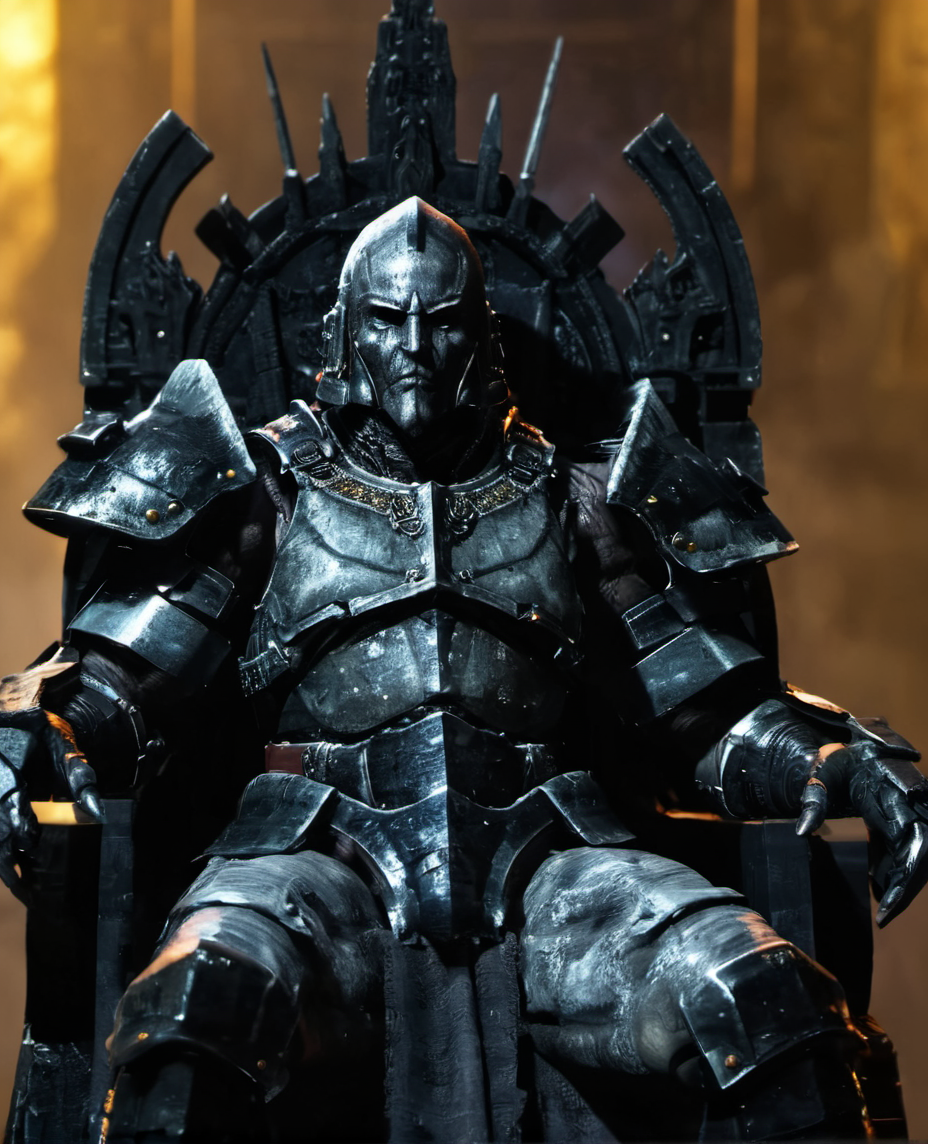 bleakfaith,a armored god sitting on the throne,science fiction,highly detailed, sharp definition ,cinematic,50nm dof,bokeh,realistic,sharp focus,ultra detailed,128k uhd,awardwinning,trending on artstation, <lora:bleakfaith-000004:0.8>, <lora:add-detail-xl:2>