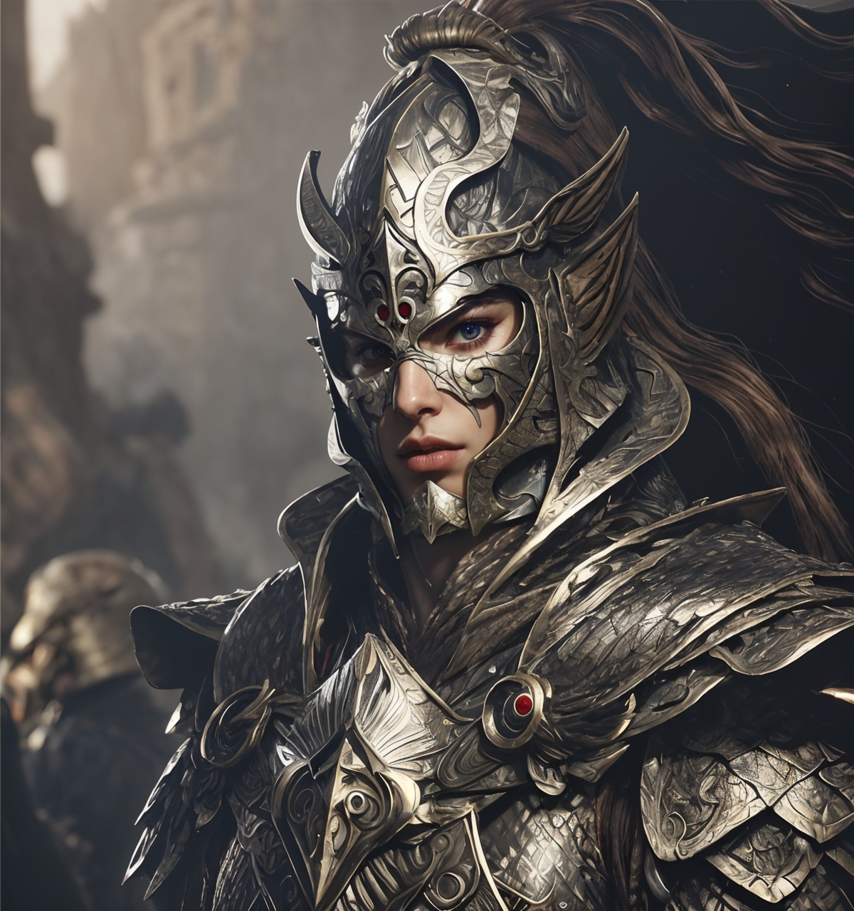 RAW photo, (masterpiece:1.3), subsurface scattering, heavy shadow, (high quality:1.4), (intricate, high detail:1.2), professional photography, HDR, High Dynamic Range, realistic, ultra realistic, photorealistic, high resolution, film photography, ambient lighting, atmospheric effects, <lora:detail_slider_v4:2>, OverallDetail, a (male)! WHighElf warrior, wearing intricate silver plate and chainmail armor, cape, tall conical helmet, <lora:WHighElf-10:1>, epiCPhoto