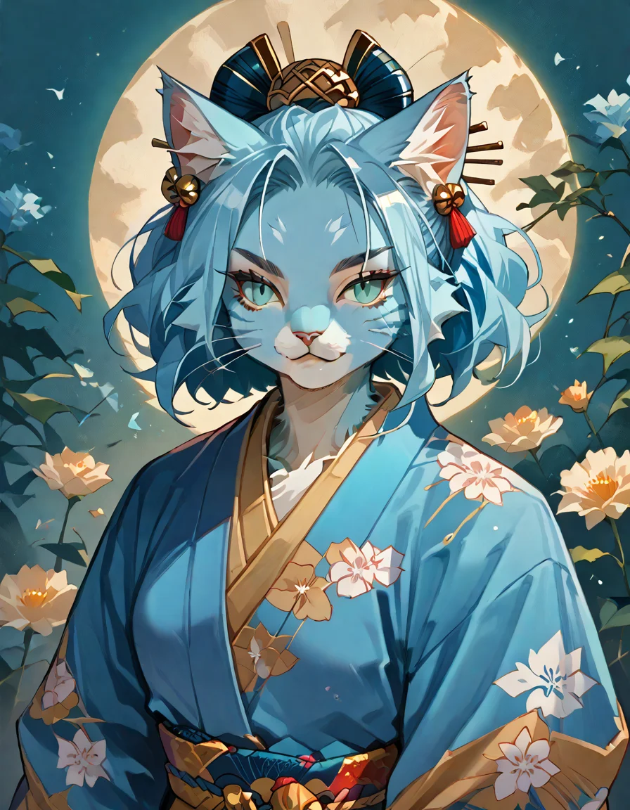 score_9, score_8_up, score_7_up, source_anime, (cat girl), furry body, light blue fur, (dressed in Kimono), character portrait, upper body, rating_safe, <lora:Anime_Furry_Style:1>
