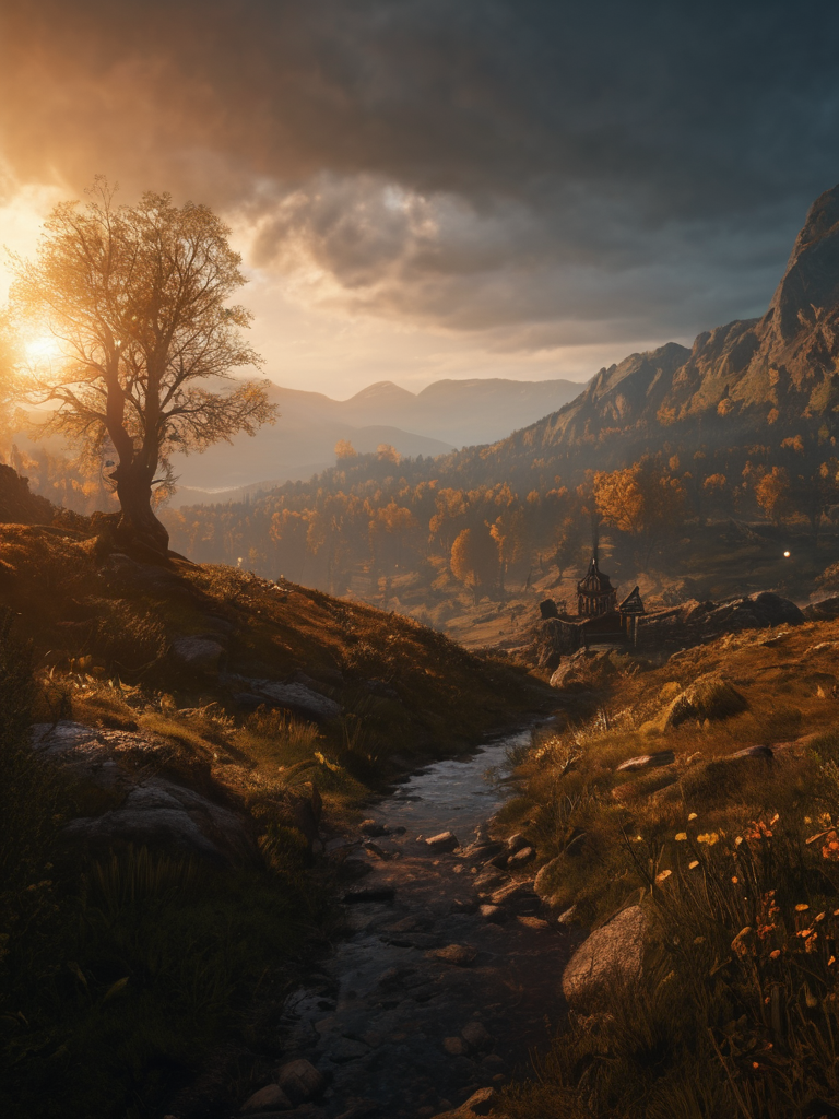 magic landscape,elden ring, dark arts, the witcher,realistic photo,breath taking, sharp lense, professional photographie, 70mm lense, detail love, good quality, unreal engine 5, wallpaper, colerful, highly detailed, 8k, soft light, photo realistic