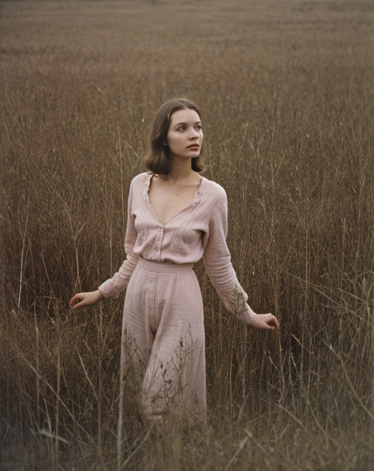 female , (nsfw:0.1) , brown, by Andrei Tarkovsky, vintage pink
