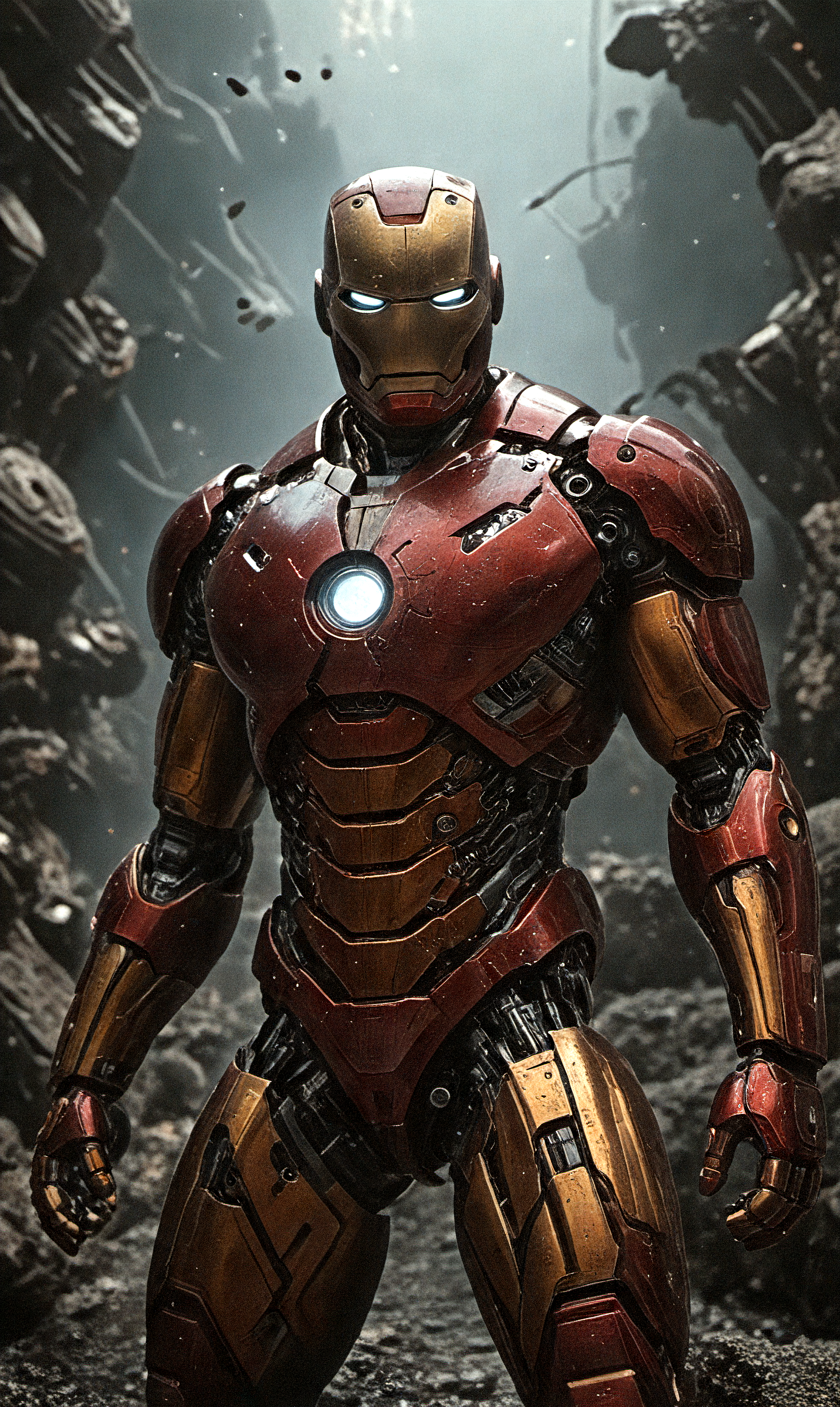 "ironman" from Marvel Comics Avengers,otherworldly background,intricate details,highly detailed photograph,8K,extreme photography,masterpiece,trending,pulls the viewer in,expert use of shading gives a 3d effect,(photorealistic:1.6),film grain,photographed on a Sony A7R IV,18mm F/1.7 cine lens,(highly detailed, intricately detailed),8k,HDR,