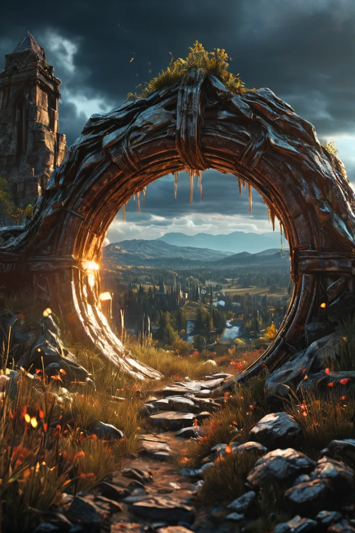 magic landscape,elden ring, dark arts, the witcher,realistic photo,breath taking, sharp lense, professional photographie, 70mm lense, detail love, good quality, unreal engine 5, wallpaper, colerful, highly detailed, 8k, soft light, photo realistic