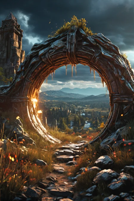 magic landscape,elden ring, dark arts, the witcher,realistic photo,breath taking, sharp lense, professional photographie, 70mm lense, detail love, good quality, unreal engine 5, wallpaper, colerful, highly detailed, 8k, soft light, photo realistic