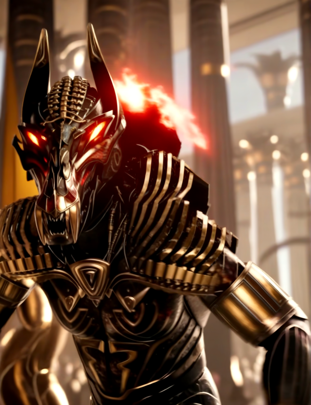 score_9, score_8_up, score_7_up,
<lora:Set_(Gods_of_Egypt)_(SDXL)_(AD):1> Set, Gods of Egypt, muscular, robot, mecha, sleek metal body, glowing red eyes, enhanced body, 
8K, In'ei, perfect depth of field, chiaroscuro, volumetric lighting, clear_eyes, crisp details, cinematic lighting, cinematic masterpiece, 
dynamic action pose, detailed background, photographic realism, masterclass 8K Uneal 5 CGI render, evil, villain, fight, damaged temple, golden light, perfect proportions, perfect hands, 
BREAK zPDXL,