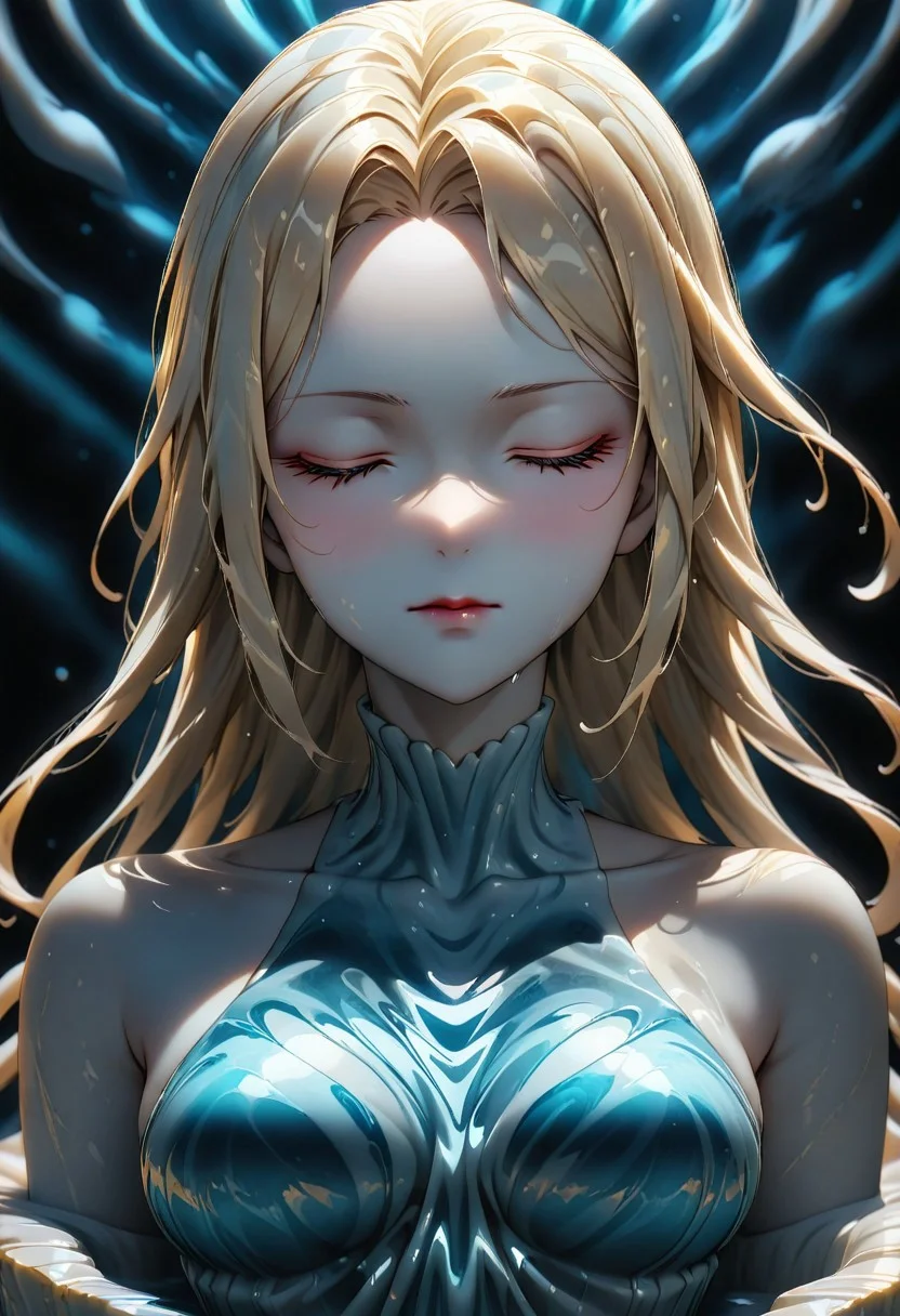 ((masterpiece), (best quality), (ultra-detailed),
, 1statue woman, solo, light, upper body, long hair, blonde hair,
elbow gloves, illustration, 2DMM,
dress made of Liquid Marble, white skin, pale skin,
upper body, moon, standing white dress,
,stars, night, sky, Liquid Marble, face focus, portrait,marble clothes, marble hair, closed eyes, transforming in marble statue
)