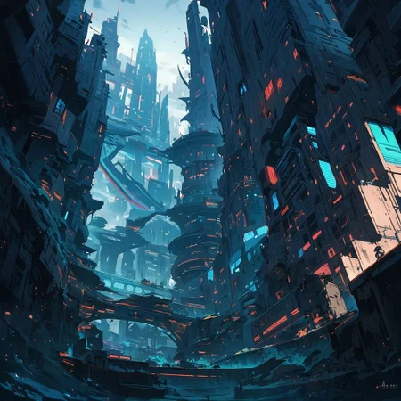scifi, winding side street in a techno-optimist subsurface scattering aqua fantasy underwater city beyond the beginning of the multiverse, masterpiece, by Alex Jay Brady, cityscape, high rise