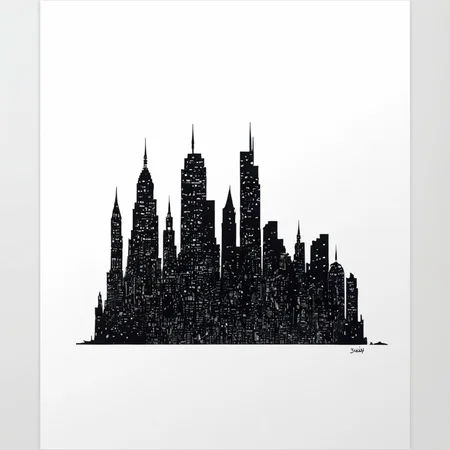 <lora:Maximalist_Drawing_BW:0.9> PStyl3, cityscape, negative space