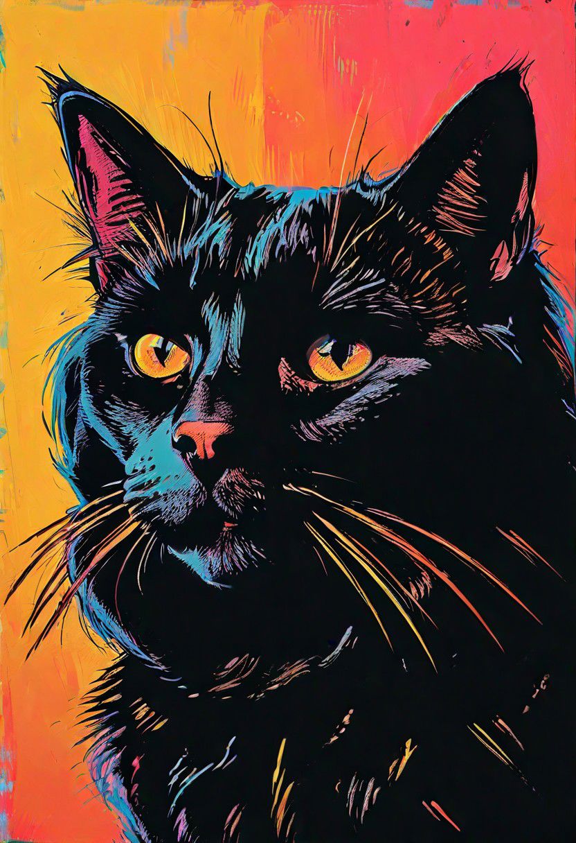 impactful color paint of, a Manx Cat, highly detailed, vibrant colors , 8k, sharp, professional, clear, high contrast, high saturated, , vivid deep blacks, crystal clear